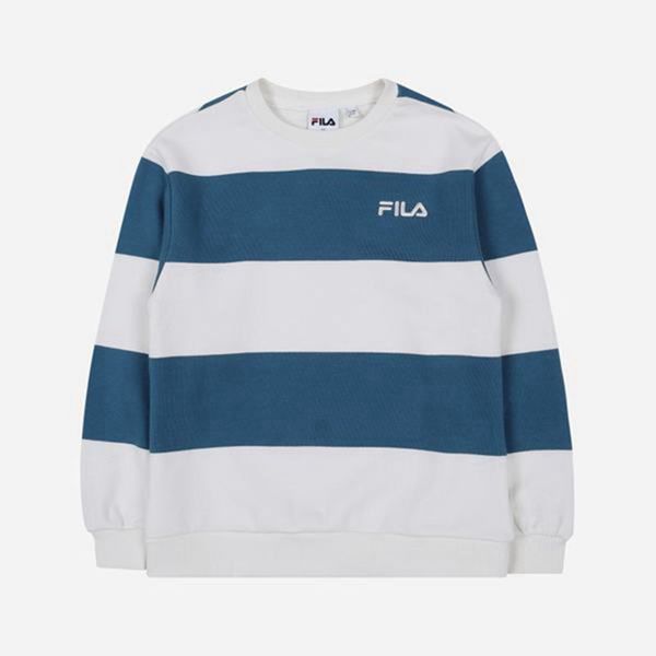 Fila Mikiny Detske Biele / Modre - Striped L/S Vypredaj - Slovakia 60839-BPKI